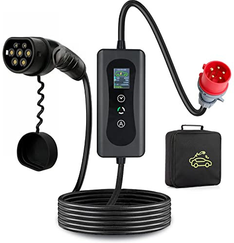 Cavo di Ricarica da Tipo 2 5 Pin CEE a Tipo 2 11kWCavo di Ricarica Universale Adatto per Eurocars EV-EVSE IEC 62196 Universale (Nero)