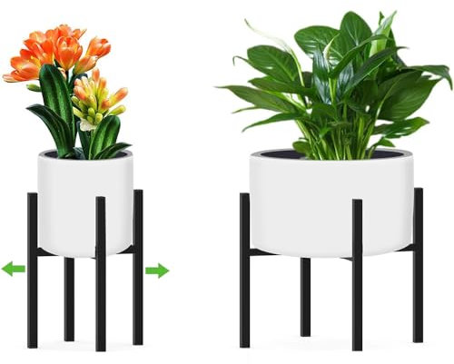 Duscdesp Pflanzenständer Schwarz,Pflanzenständer Verstellbar,Blumenständer für Innen,Pflanzenständer aus Metall,Verstellbare Blumentopfständer für Innen und Außen(Verstellbreite 24-36cm)