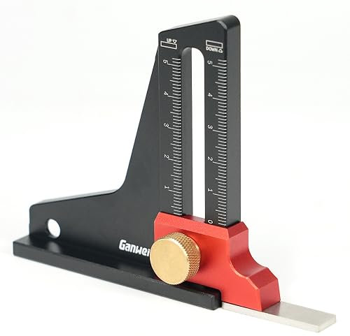 Funien Height Gauge, Aluminum Alloy Height Gauge Dual Scales Home DIY Woodworking Height Measurement Tool Tablesaw Depth Measuring Ruler