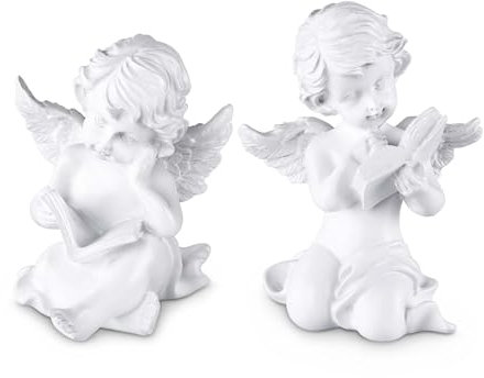 Goetland Couple of Reading Book Cherubs Angels Statue Statue Babies Figurine Sculpture Statuette Resin 4 Inch