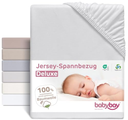 babybay Drap-Housse en Jersey Deluxe Compatible avec Le modèle Original, Gris Tendre