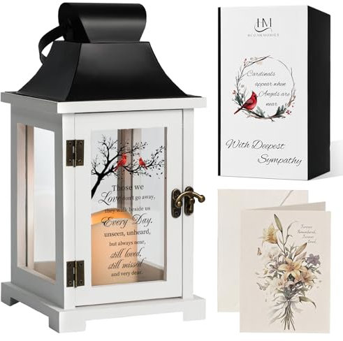 HugMemories Memorial Lantern - Bereavement Sympathy Gifts for Loss of Loved One Mother Father, Thoughtful Funeral Gifts in Memory of Loved One with LED Candle