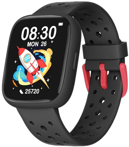 TICTIKY Montre Connectée Enfant Non APP Connectée, 1,83 Smartwatch avec Podomètre, IP68 Étanche, Cardiofrequencemètre, Moniteur de Sommeil, Jeux Puzzle pour Garçons Filles Les Enfants 5 Ans et Plus