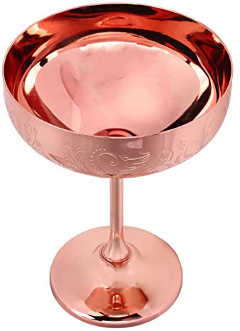Nikou Coppe Gelato in Acciaio Inossidabile, Calice da Gelato Bicchiere da Champagne Tazza da Vino Rosso Incisa, Coppa Decorativa er Orecchio, Per Casa Ristorante Feste (Altezza 17 cm)