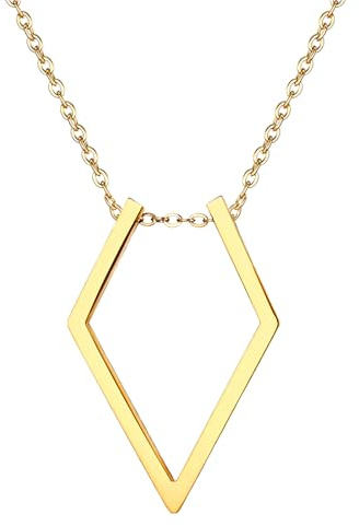 OIDEA Collana Donna Porta-Anelli Regolabile: Ciondolo Forma di Triangolo in Acciaio Inossidabile - Pendente Geometrico per Fede Nuziale Regalo Matrimonio Infermiere Oro