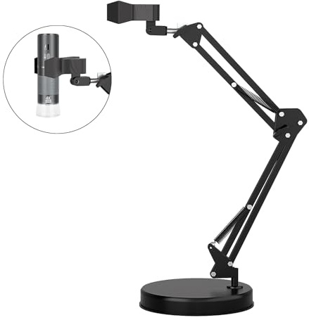 Max 53 cm justerbart universalstativ för digitala mikroskop – 360° vridbar arm, bordsklämma ingår – stöder USB/WiFi-mikroskop med en diameter på upp till 6 cm