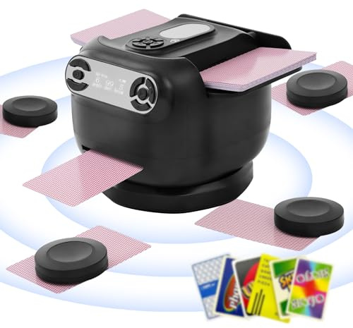 Chominty 2025 New Smart 2-in-1 Automatic Card Shuffler and Dealer for 1-2 Decks, 180°/360° Rotating Dealing Machine for 1-8 Players, 4 Remotes, Ultra Quiet, Rechargeable, for Poker, UNO, Blackjack