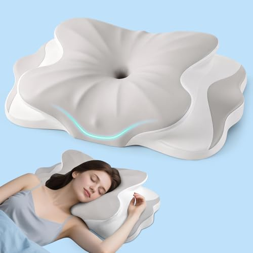 Cervical Neck Pillow - Neck Support Pillows for Sleeping, Contour Memory Foam Pillows for Side, Back & Stomach Sleepers, Ergonomic Neck Pillow with Breathable Cover (Grey)