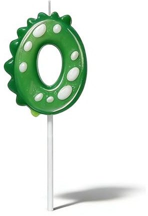 Ginddy Velas con números de dinosaurio verde para tartas de cumpleaños, decoraciones de fiesta temática de dinosaurios y suministros para niños – Velas de cumpleaños de dinosaurio (número 0)