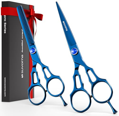 Suvorna Kit Forbici Parrucchiere Professionali 5.5 con Forbici Capelli Professionali, Forbici per Sfoltire I Capelli, Set Di Forbici Da Parrucchiere per Sfoltire, Taglia Capelli E Barba Professionale