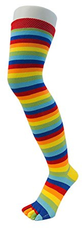 TOETOE - Essential Women Everyday Cotton Over-Knee Toe Socks (1 Pair) (US, Numeric, 4, 11.5, Regular, Regular, Rainbow)