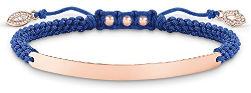Thomas Sabo Women-Bracelet Love Bridge 925 Sterling Silver 18k rose gold plating Nylon Zirconia blue Length from 14.5 to 21 cm Bridge 5 cm LBA0068-898-1-L21v