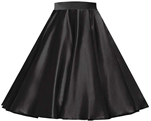 Women's Plain Satin 1950s Style Rock and roll Skirt for Themed Occasions, Nights, and Events