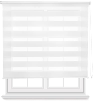 HOME MERCURY - Estor Enrollable de Doble Tejido (60 X 180 CM, Blanco)