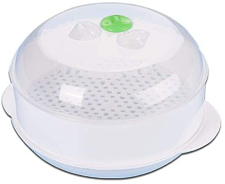 Plastic Heat-Resistant Single-Layer Microwave Steamer With Lid - Vegetable & Rice Cooking
