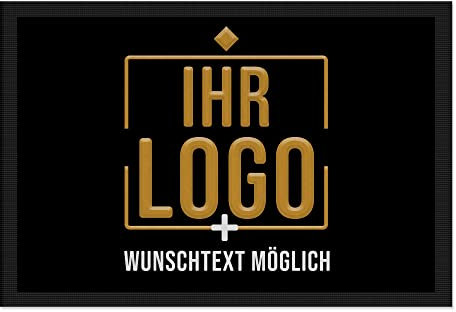 PR Print Royal Personalisierte Fußmatte mit Logo und Wunschtext - Logomatte - Schmutzfangmatte mit Logo | rutschfest, 120x80cm mit Gummirand