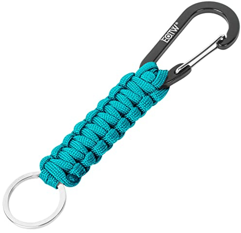 EOTW paracord, portachiavi a moschettone, anello a D, portachiavi per moto, auto, campeggio, escursionismo, uomini, donne e bambini (1 azzurro)
