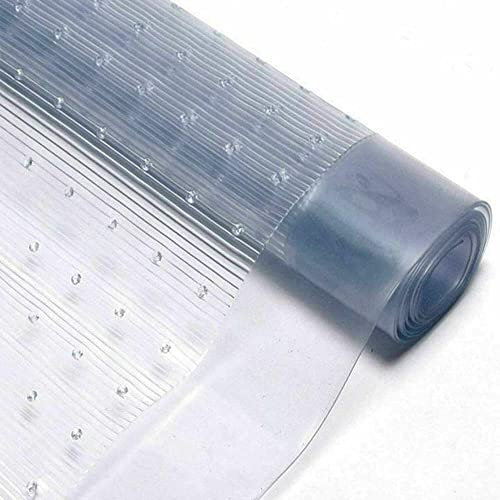 Q&H Vinyl Plastic Carpet Protector Clear Hallway Runner Protection - Guard Floor Surface Paint Work Non-Slip Mat Cover Thick Film Roll - Transparent Area Rugs, Office Chair, Grippers (2M x 27)