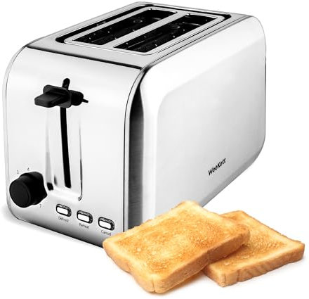 WeeKett 2 Slice Toaster - 2 Slice with Variable Browning Control - Stainless Steel with Wide Slots for Thick Bread Slices & Bagels - Sleek & Compact, 15.8 x 28.8 x 17.8cm