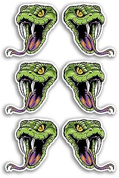 6 x 5 cm lange Vinyl-Aufkleber – grüne Viper wildes Tier Cartoon Gepäck Männer Frauen Jungen Mädchen Design kleiner Aufkleber Laptop Scrapbooking #29805