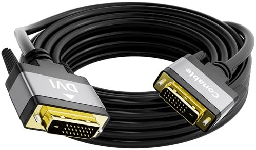 DVI till DVI-kabel, 6,8 m, DVI-D 24 1 förgylld kabel, dubbel länk DVI-kontakt till kontakt, aluminiumhölje, lång, 1080P, för PC, stationär dator, bildskärm, projektor, spel, HDTV, DVD, svart