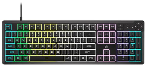 Corsair K55 CORE RGB Membrane Wired Gaming Keyboard – QWERTY US Layout – Quiet, Responsive Switches – Spill Resistance – Ten-Zone RGB – Media Keys – iCUE Compatible – PC, Mac – Black