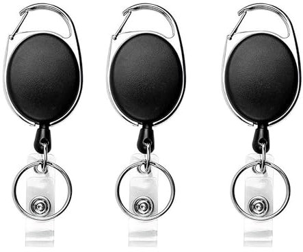 Teskyer 3 Piezas Llavero Retractil, Llavero Extensible Retractil, Llavero Extensible, Fácil de Enganchar en Cinturones, Cinturones de Cartera, Mochilas