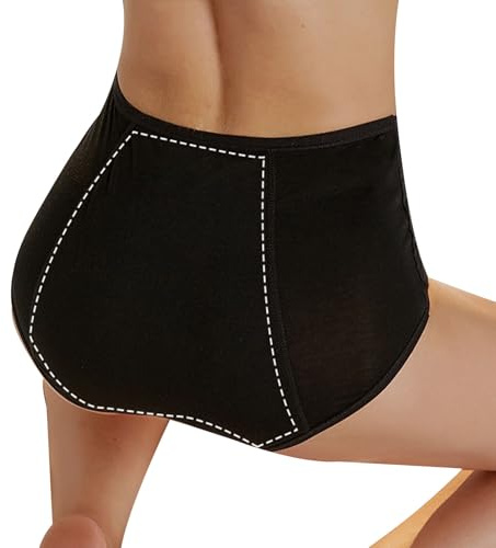 CSGTUO Bragas Menstruales Mujer, Ropa Interior de Mujer para La Incontinencia, Slip para Mujer Lavable Algodón Adulto, Ropa Interior A Prueba de Fugas,L,Black