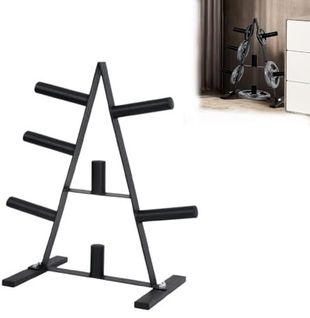 Aufun Hantelscheibenständer,7 Scheibenaufnahmen, Hochleistungsstahl, Max. 200 kg, Schwarz Disc-Ständer, Hantelbaum, Gewichtsbaum, Gewichtsständer, Hantelablage für Krafttraining