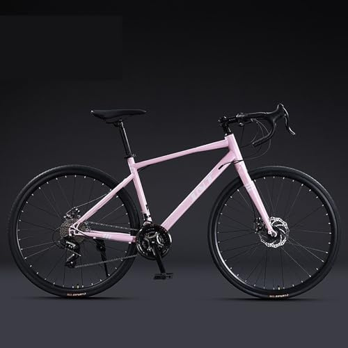 LETIANZG 700C Wheel Road Commuter Bike, 27 Speed Shifter, Dual Disc Brakes Racing Bicycle with Lightweight high carbon steel frame for Adult Men and Women （black）(A)