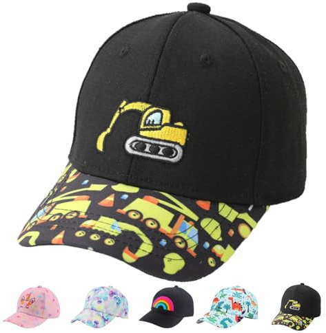 AUNGCSHE Cappello Bambino, Regolabili Cappellino con Visiera, Cappello con Visiera 3-8 Anni, Adatto per la Scuola, i Viaggi, Il Campeggio, la Spiaggia (Nero)