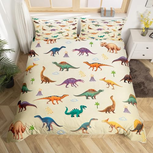 richhome Dinosaur Parure de Lit pour Enfants garçons Adolescents Dino Housse de Couette 140x200cm Dino Parure de Lit Housse de Couette décoratif