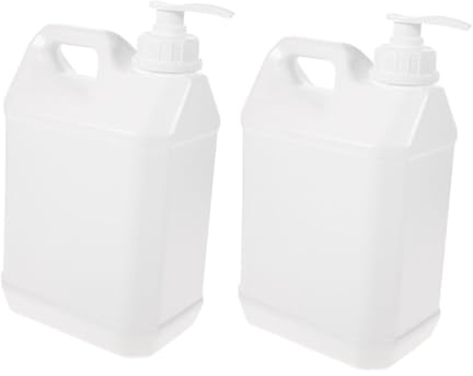 HONITANO Dispenser a Pompa 2 Pezzi da 3l Bottiglie di Plastica Bianco Ricaricabile Tappo Antigoccia per Lozione e Gel Doccia, per Viaggi e Bagno