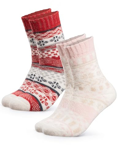 Occulto Chaussettes Chaudes Femme & Homme Lot de 2 (modèle: Lumi), Chasussette Laine Merinos
