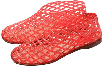 Sandalias de Gelatina para Mujer Bailarina Transparentes Huecas Tacón Bajo Cómodas Sin Cordones Verano (Red, 40) #44
