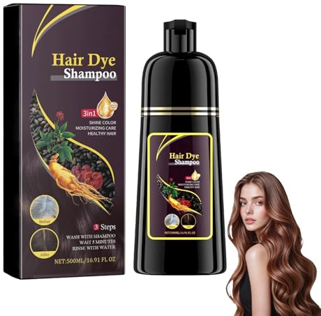 100ML Marrón Hair Dye Shampoo 3 en 1, Champu para Canas Pelo Marrón, Champú para Cabello Brown Instantáneo Champu Colorante Tinte para Hombre y Mujer, Hair Color