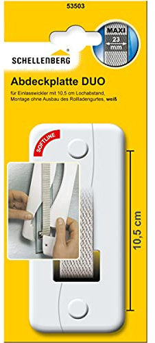 Schellenberg 53503 Rolladengurt Abdeckung Lochabstand 10,5 cm, einfache Montage ohne Ausbau des Gurtband, Abdeckplatte DUO Maxi, für Gurtwickler und Einlasswickler, weiß