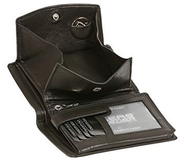 LEAS Geldbörse mit Wiener-Kleingeldfach im Hochformat,Leder, schwarz