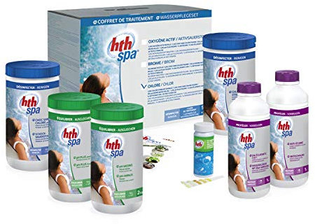 Alice's Garden Kit Complet Traitement de l'eau au Chlore. Coffret d'entretien HTH pour Spa Gonflable