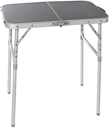 Vango Camping Table | Coffee or Dining Table with Adjustable Height | Folding Lightweight Aluminium Frame, Wood Grain Effect Top (French Oak, Granite Duo 60)