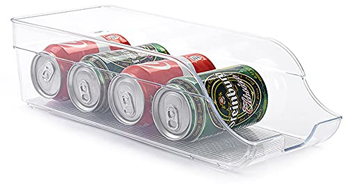 Fridge Organiser Clear Plastic Storage Refrigerator Drinks Cans Fruit Veg Holder Cabinets and Countertops Storage Organizer Bins - BPA Free(35.5 x 15 x 10 cm)