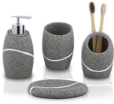 ZCCZ - Set di accessori da bagno con dispenser di sapone, portaspazzolino, bicchiere e portasapone per casa o hotel - Eleganti complementi d'arredo utili per organizzare e decorare il bagno