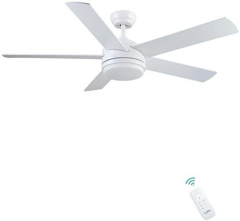 CJOY Zweifarbige Schaufeln Deckenventilator mit Lampe und Fernbedienung, 52 Zoll Deckenleuchte mit Ventilator Leise, 6 Geschwindigkeiten Umschaltung, 3CCT Dimmbar, Timer, Schlafmodus Für Schlafzimmer