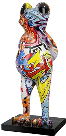 Casablanca Deko Tier Figur Skulptur Frosch Frog - Moderne Kunst Dekoration aus Kunstharz - Street Art Design - Mehrfarbig Höhe 30,5 cm