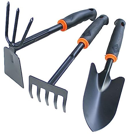 3 Stücke Gartenwerkzeug-Set, Eisen Gartenset Werkzeug Set, Gartenwerkzeug Set Groß, Gartenschaufel Klein Gartengeräte Set, Aus Doppelhacke, Handrechen, Gartenschaufel, Für Garten Und Balkon