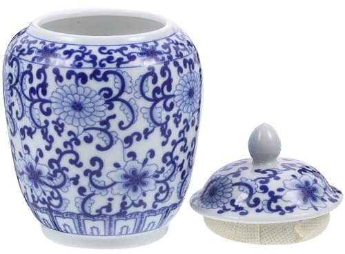 PRETYZOOM Caja de té de Porcelana Azul y para té Suelto Contenedor de hermético Jingdezhen Contenedor de Almacenamiento de Alimentos de cerámica Caja de Almacenamiento para nueces