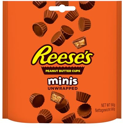 REESE'S Boite de 10 Sachets de 90gr de Bouchées de Chocolat au Lait Fourrées au Beurre de Cacahuètes
