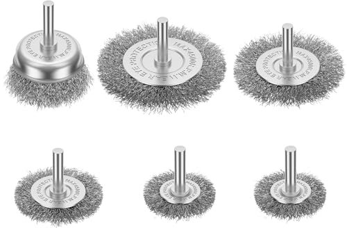 Flintronic Juego 6 Cepillos de Alambre para Taladro, Lijadora para Cepillos Alambre Taladro Profesionale, para Pulir/Lijar/Eliminación Óxido/Corrosión