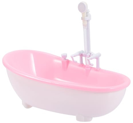 VICASKY Juguete Mini Bañera para Muñecas y Niños Pequeños, Tamaño Pequeño, Rociador de Agua Eléctrico, Color Claro y Rosa, Adecuado para Juego Imaginativo en Baño y Diversión Infantil
