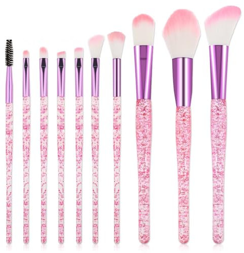 10 Stück Glitzer Kristall Make up Pinsel Set Schminke Make Up Pinsel Bling Foundation-Pinsel Professionelle Concealer Lidschatten Eyeliner Rouge Lippenmischung Synthetische Pinsel Werkzeugset